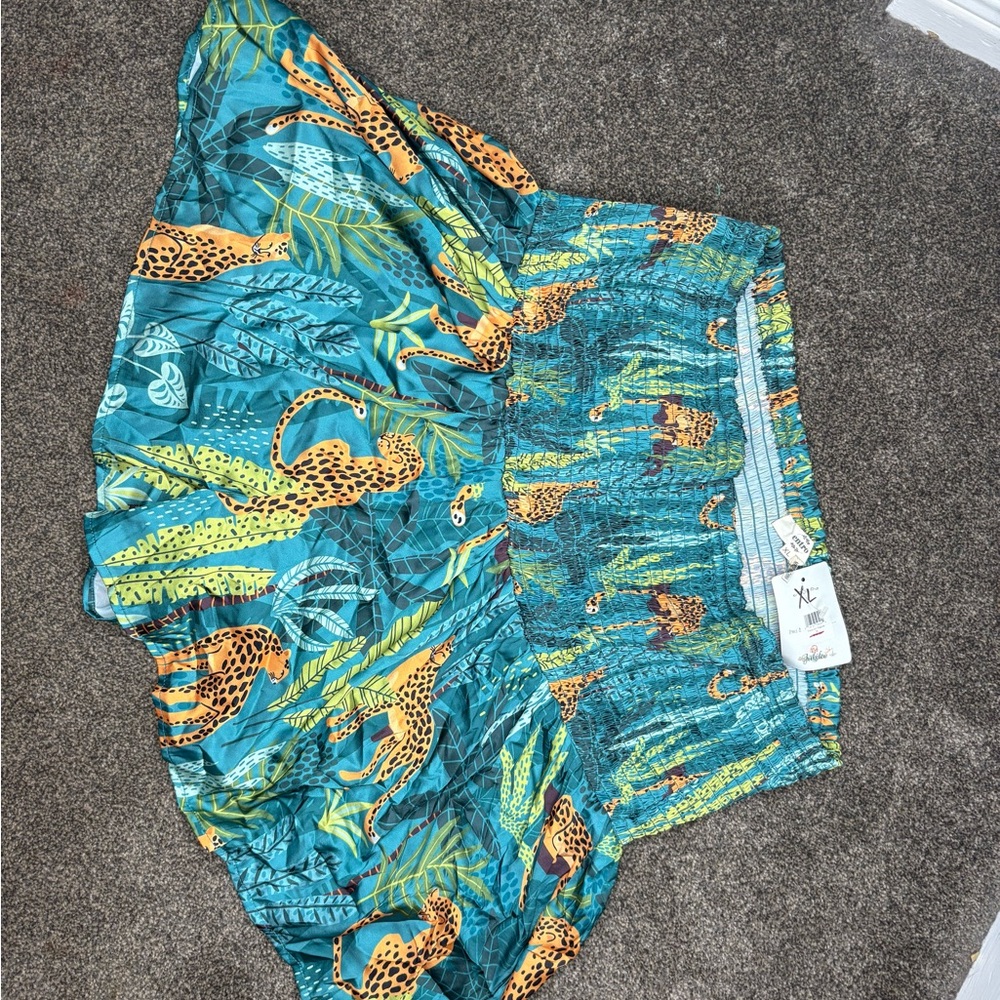 Entro Teal and Orange Jungle Print Skirt